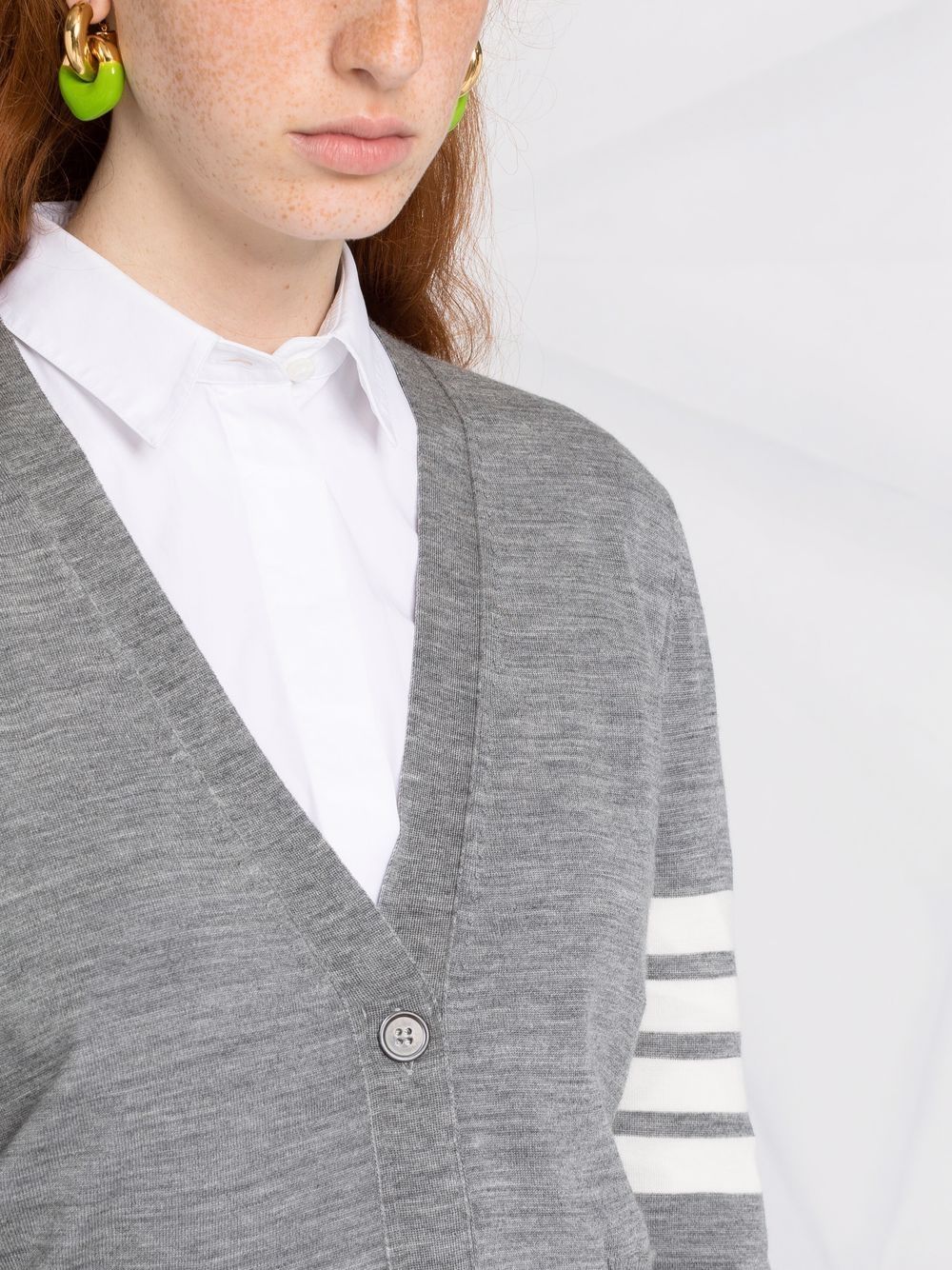 Thom Browne Wool Cardigan Light Grey