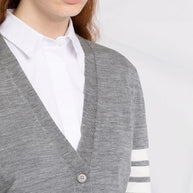Thom Browne Wool Cardigan Light Grey