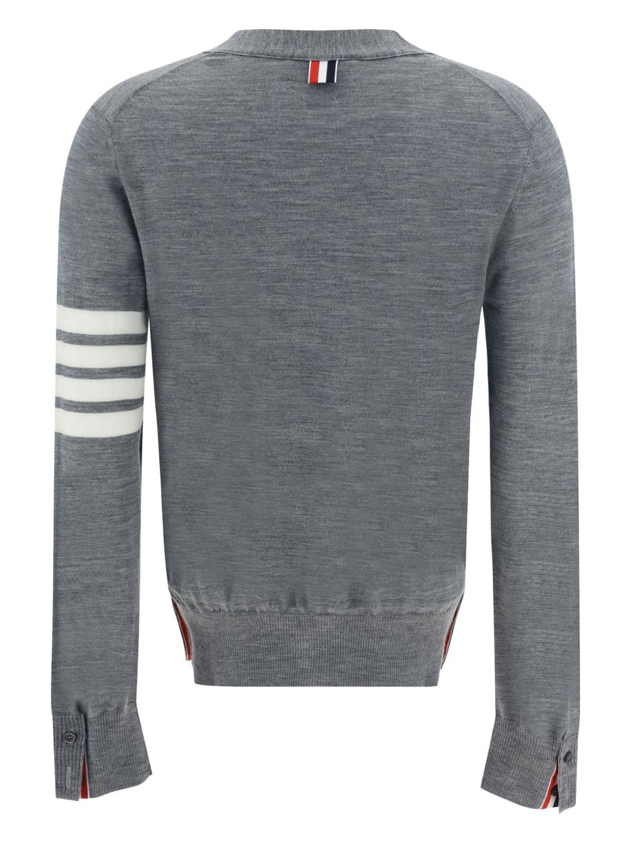 Thom Browne Wool Cardigan Light Grey