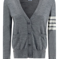Thom Browne Wool Cardigan Light Grey