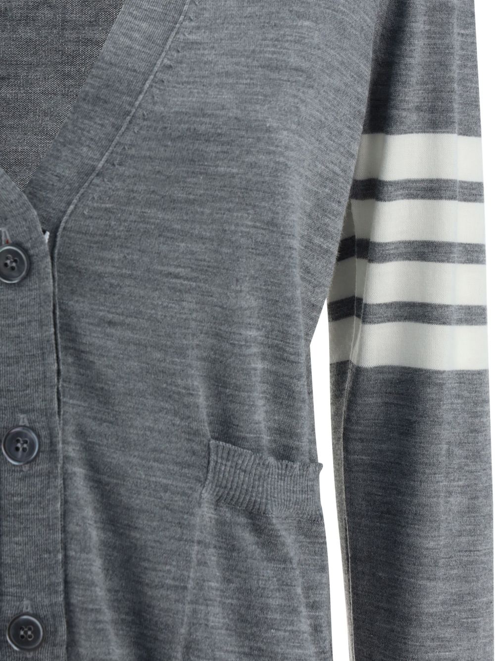 Thom Browne Wool Cardigan Light Grey