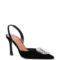 Amina Muaddi Camelia Velvet Slingback Pumps Black