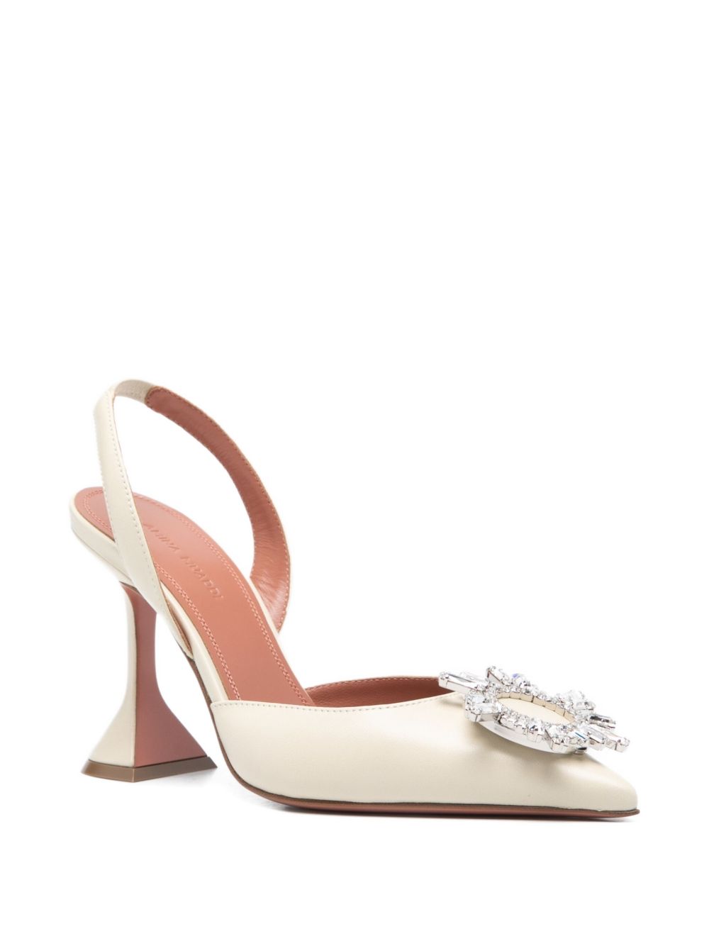 Amina Muaddi Begum Leather Slingback Pumps Beige
