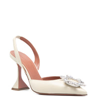 Amina Muaddi Begum Leather Slingback Pumps Beige