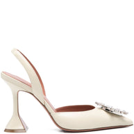 Amina Muaddi Begum Leather Slingback Pumps Beige