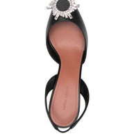 Amina Muaddi Begum Leather Slingback Pumps Black