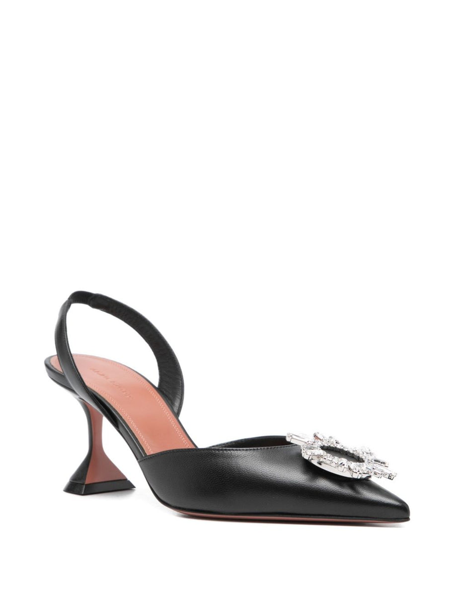 Amina Muaddi Begum Leather Slingback Pumps Black