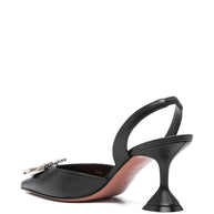 Amina Muaddi Begum Leather Slingback Pumps Black