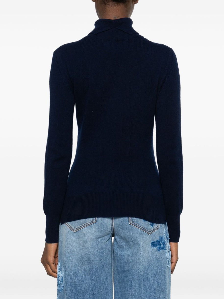 Ermanno Scervino Lace Detail Wool Sweater Blue