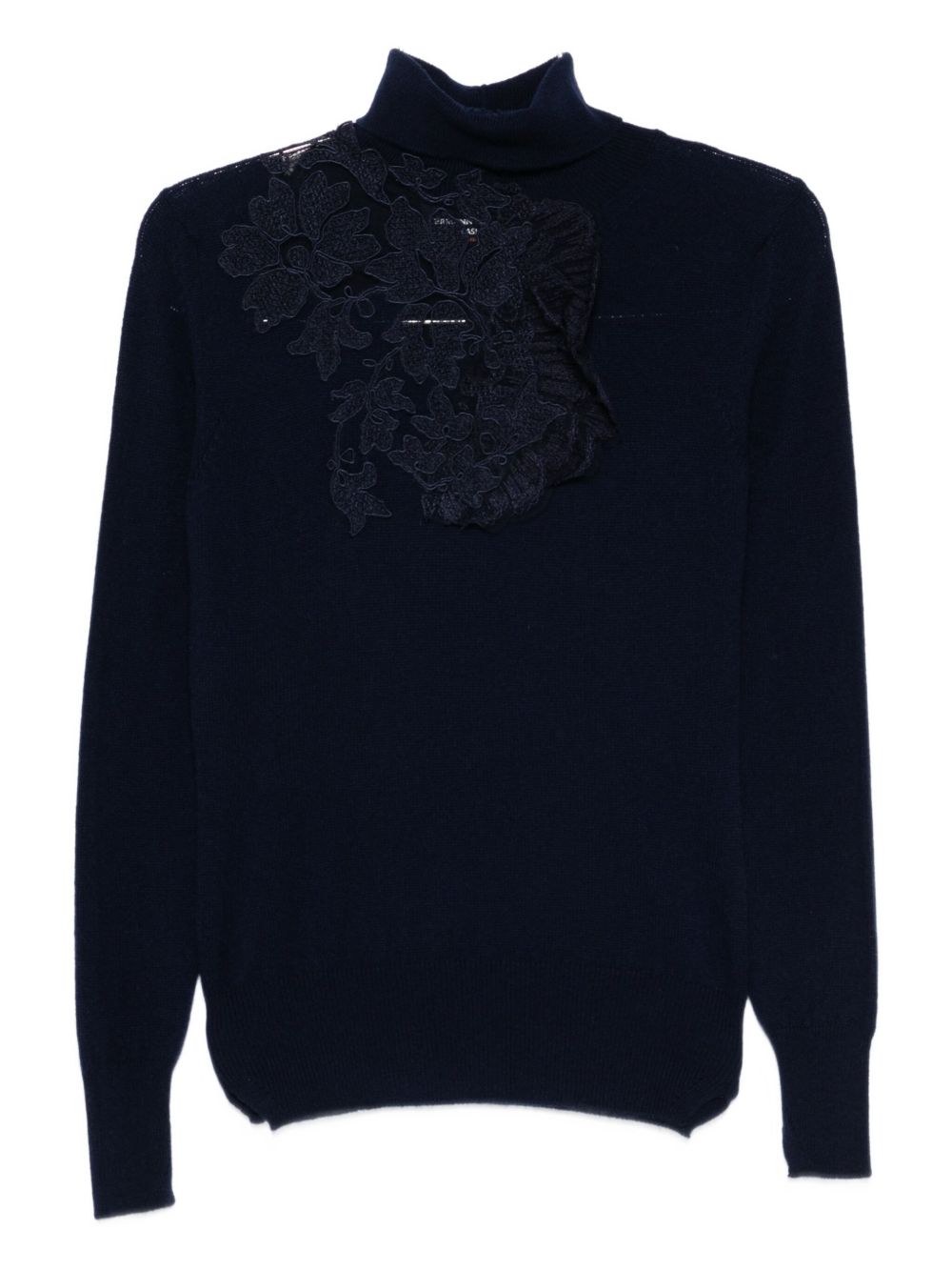Ermanno Scervino Lace Detail Wool Sweater Blue