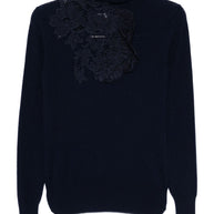 Ermanno Scervino Lace Detail Wool Sweater Blue