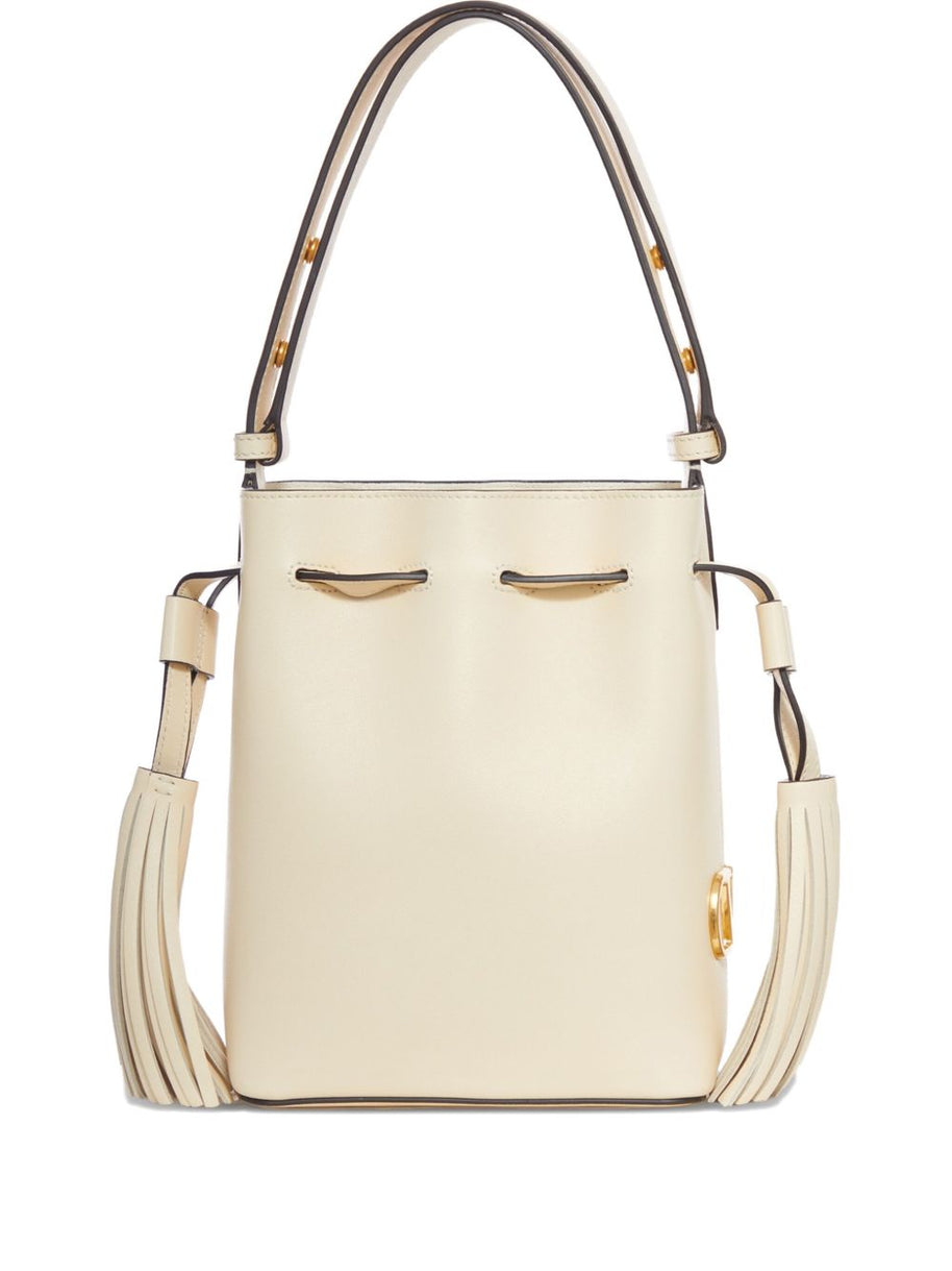 Valentino Garavani VLogo Leather Bucket Bag White