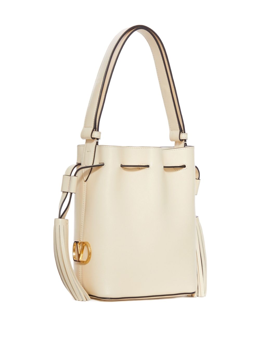 Valentino Garavani VLogo Leather Bucket Bag White