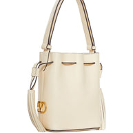 Valentino Garavani VLogo Leather Bucket Bag White