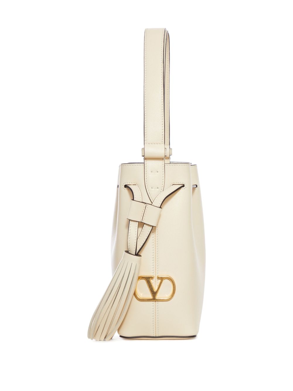 Valentino Garavani VLogo Leather Bucket Bag White