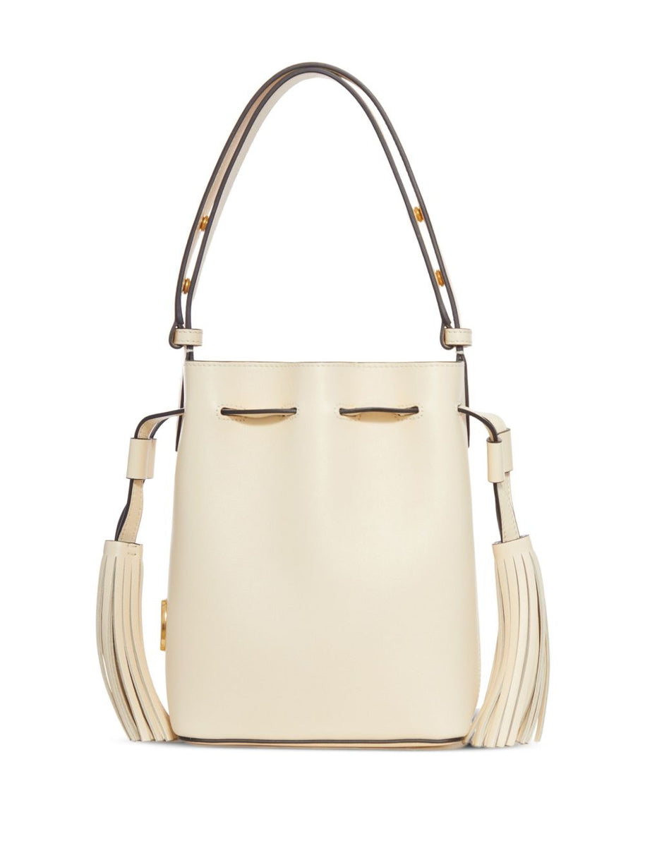 Valentino Garavani VLogo Leather Bucket Bag White