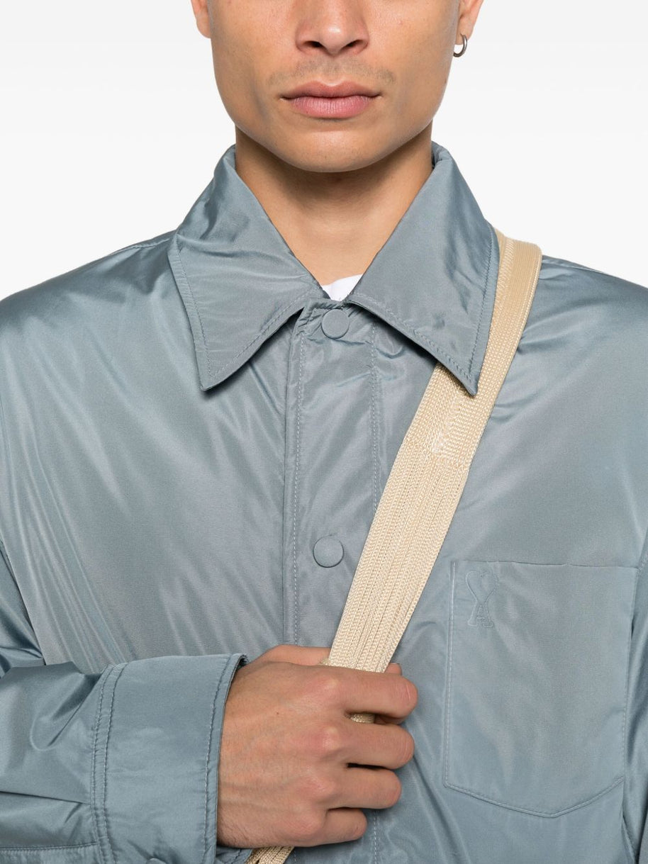 Ami Paris Nylon Overshirt Jacket Clear Blue