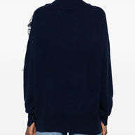 Ermanno Scervino Lace Detail Wool Sweater Blue