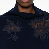 Ermanno Scervino Lace Detail Wool Sweater Blue