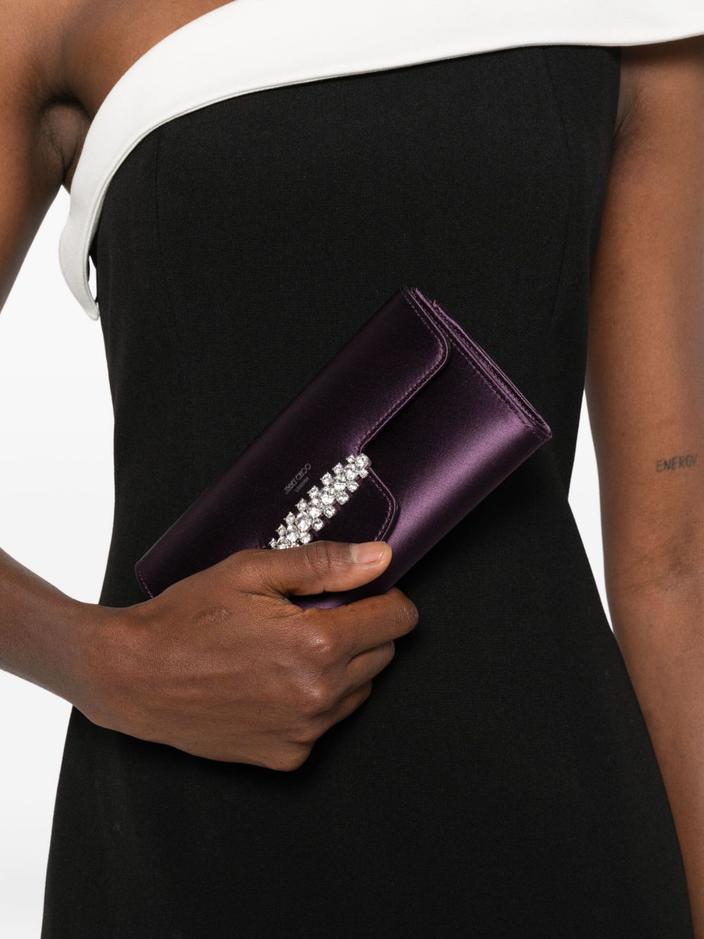 Jimmy Choo Bing Satin Wallet On Chain Bordeaux