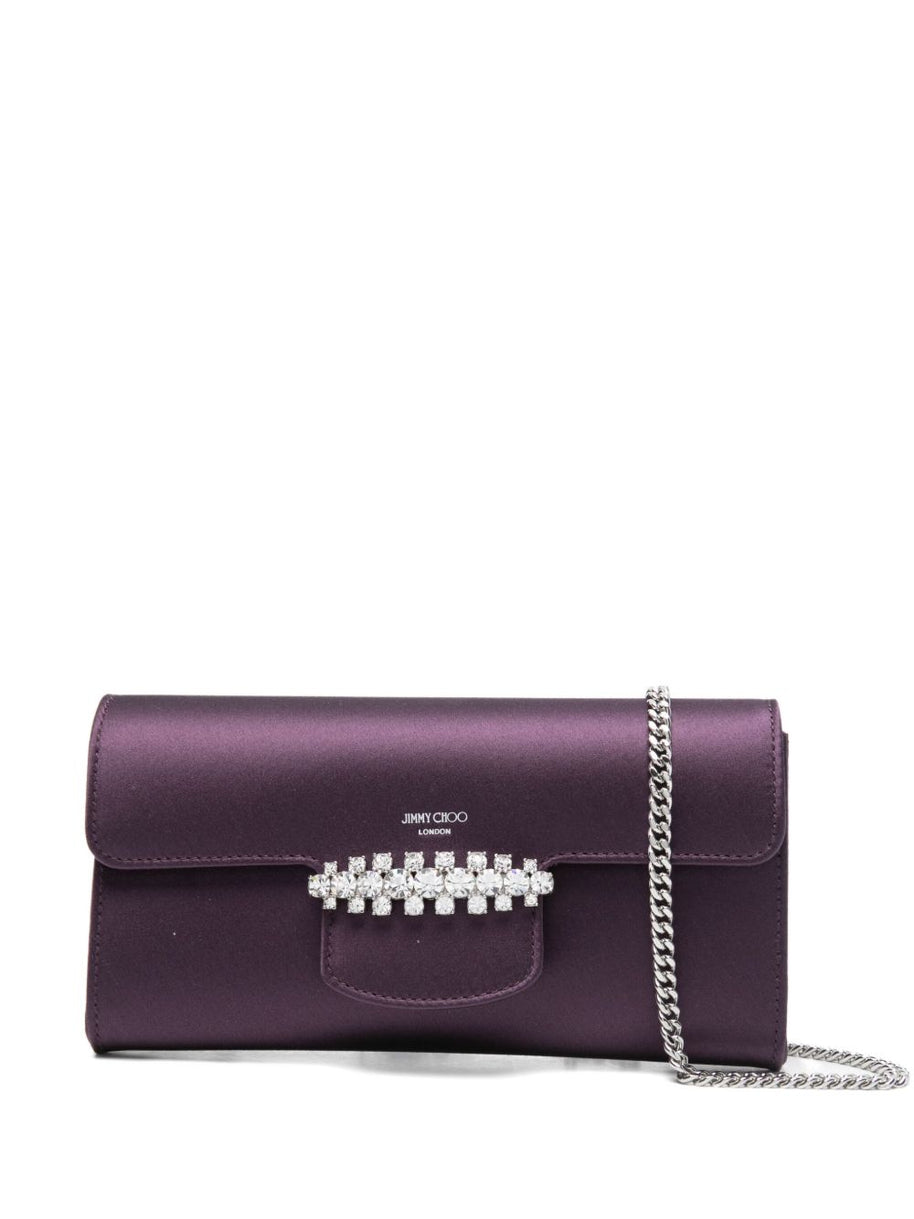 Jimmy Choo Bing Satin Wallet On Chain Bordeaux