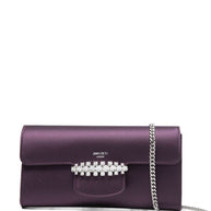 Jimmy Choo Bing Satin Wallet On Chain Bordeaux