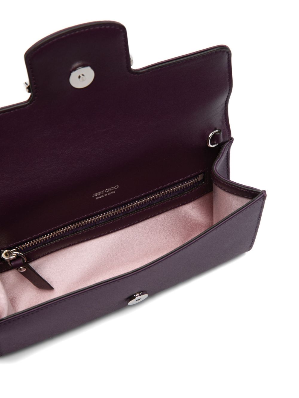 Jimmy Choo Bing Satin Wallet On Chain Bordeaux