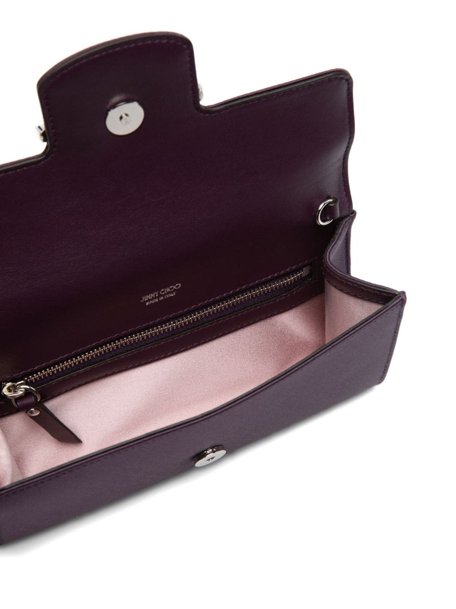 Jimmy Choo Bing Satin Wallet On Chain Bordeaux
