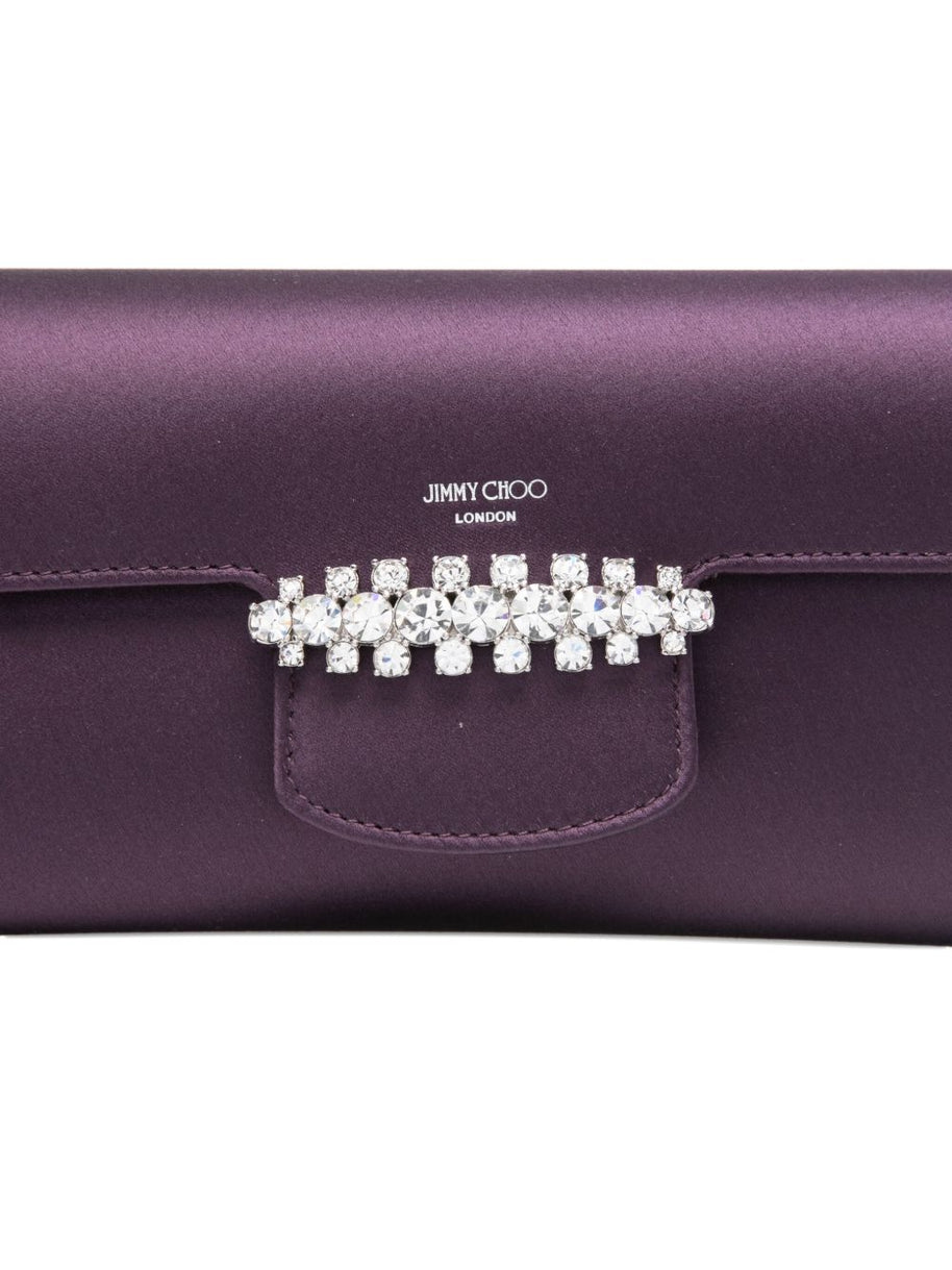 Jimmy Choo Bing Satin Wallet On Chain Bordeaux