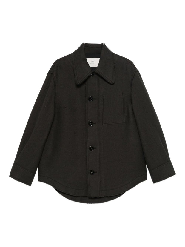 Ami Paris Wool Shirt Jacket Grey