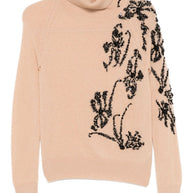 Ermanno Scervino Beaded Wool Sweater Beige