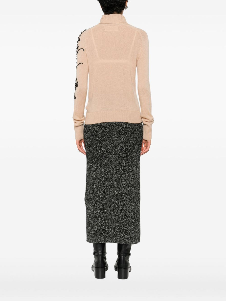 Ermanno Scervino Beaded Wool Sweater Beige