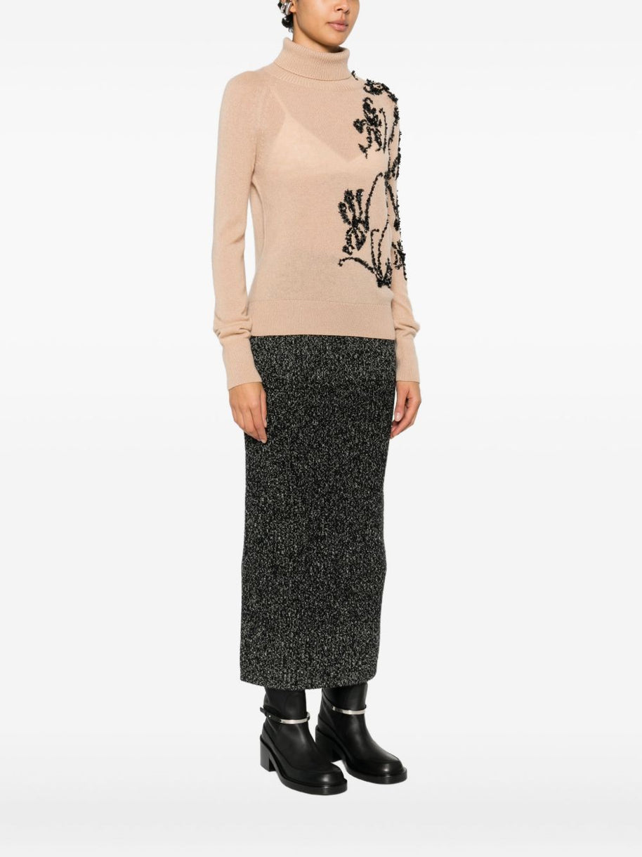 Ermanno Scervino Beaded Wool Sweater Beige