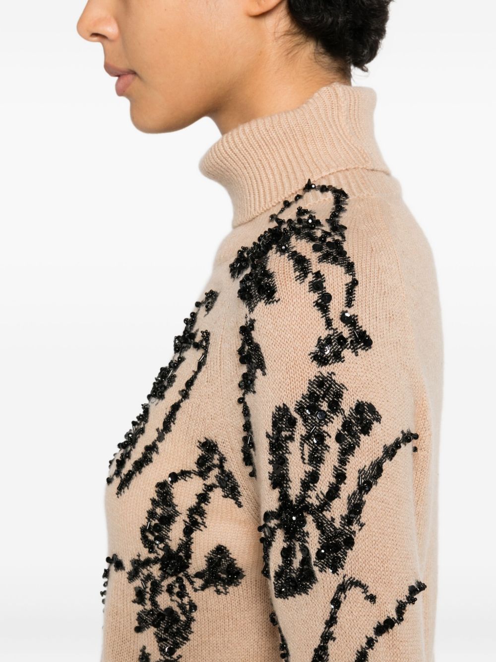 Ermanno Scervino Beaded Wool Sweater Beige