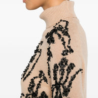 Ermanno Scervino Beaded Wool Sweater Beige