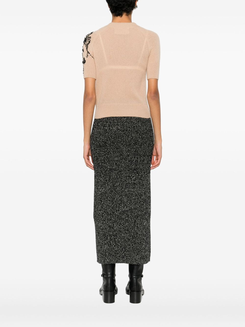 Ermanno Scervino Beaded Wool Sweater Beige