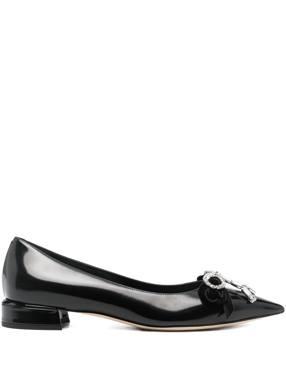 Jimmy Choo Auria Leather Ballet Flats Black
