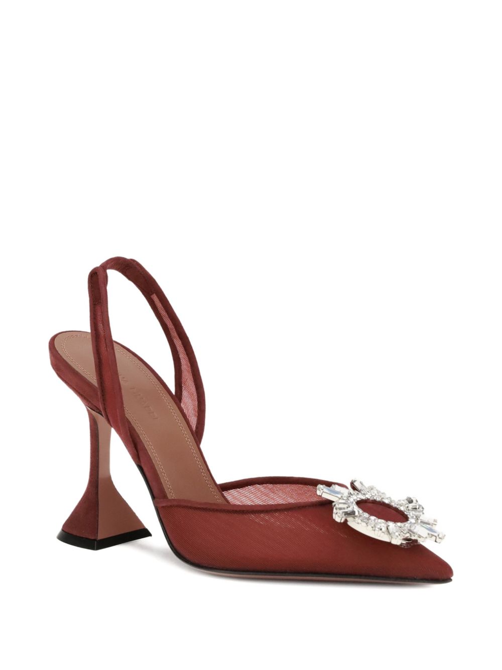 Amina Muaddi Begum Mesh Slingback Pumps Bordeaux
