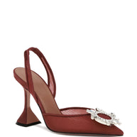 Amina Muaddi Begum Mesh Slingback Pumps Bordeaux