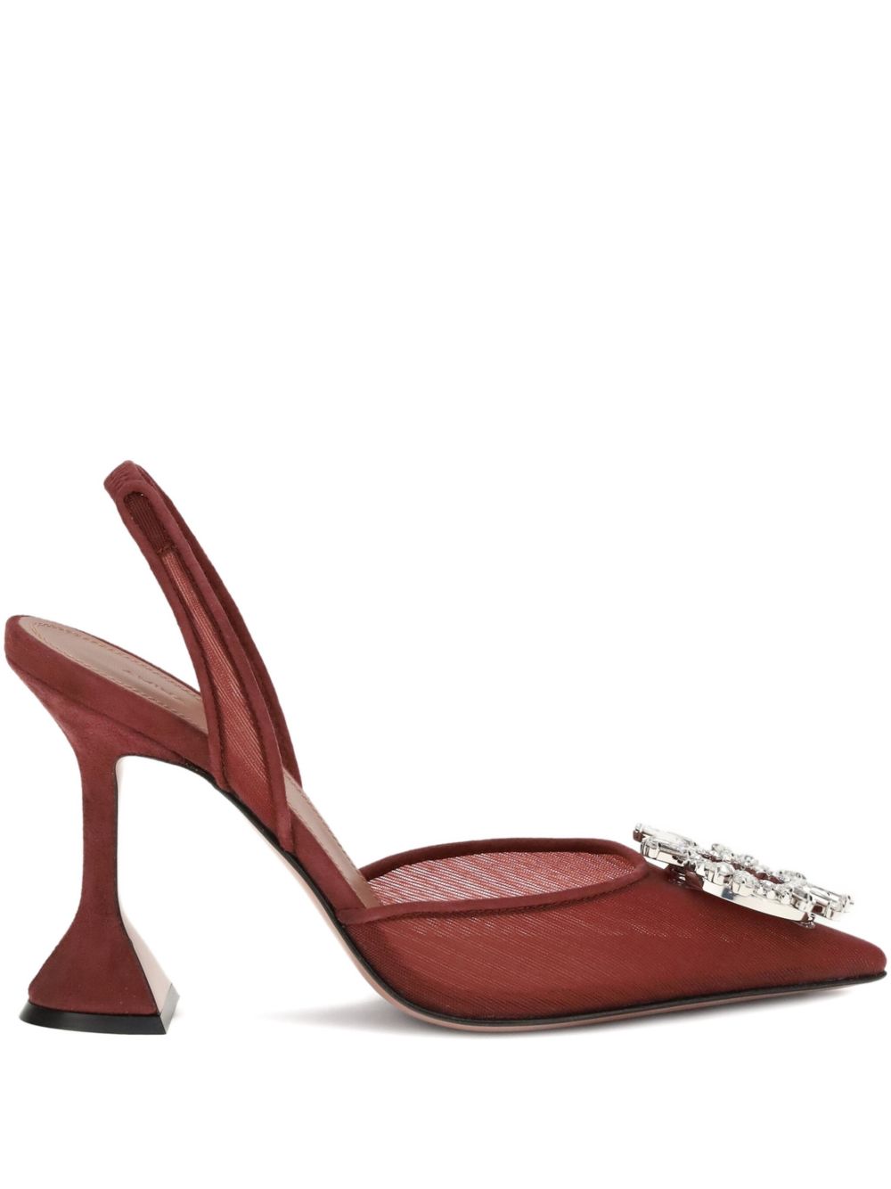 Amina Muaddi Begum Mesh Slingback Pumps Bordeaux