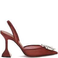 Amina Muaddi Begum Mesh Slingback Pumps Bordeaux