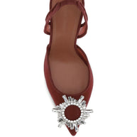 Amina Muaddi Begum Mesh Slingback Pumps Bordeaux