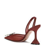 Amina Muaddi Begum Mesh Slingback Pumps Bordeaux