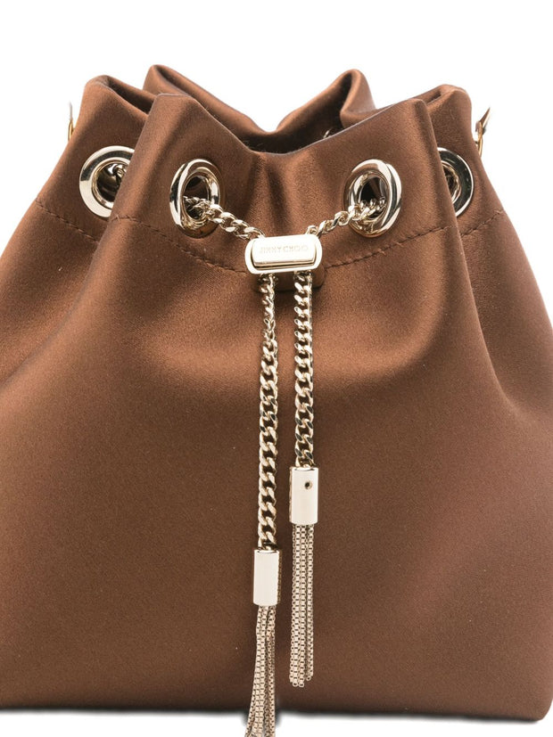 Jimmy Choo Bon Bon Leather Bucket Bag Brown