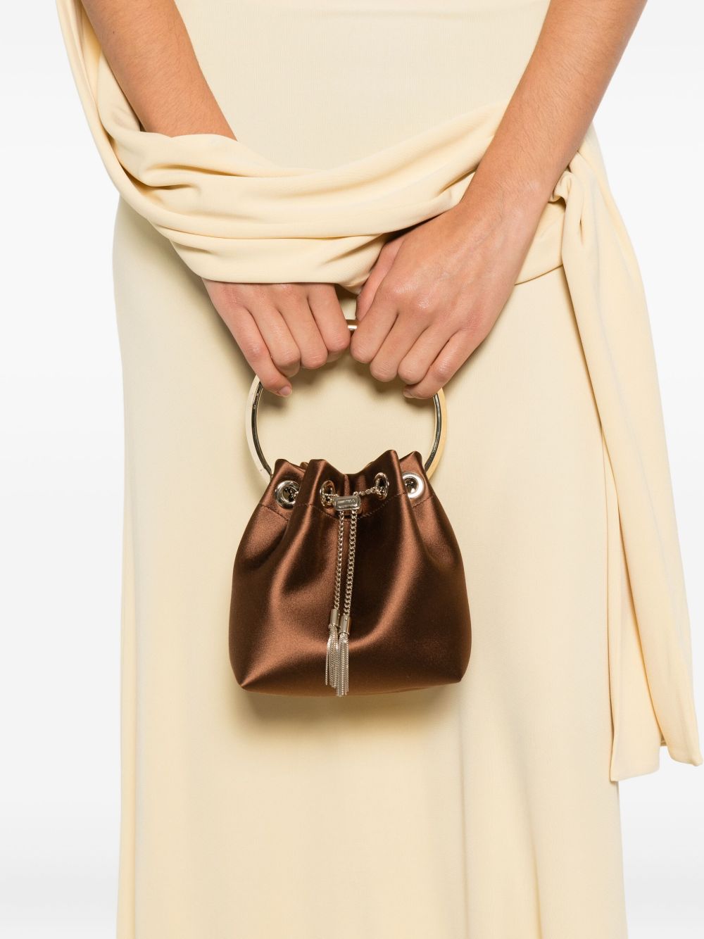 Jimmy Choo Bon Bon Leather Bucket Bag Brown