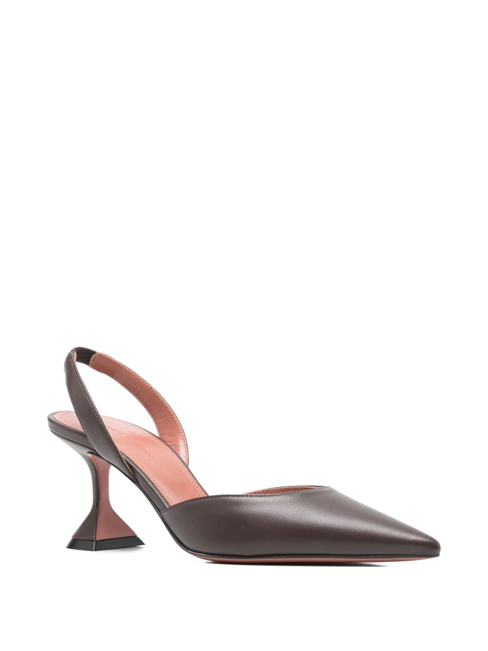 Amina Muaddi Holli Leather Slingback Pumps Brown