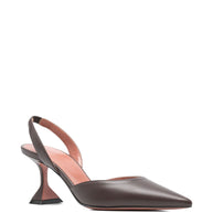 Amina Muaddi Holli Leather Slingback Pumps Brown
