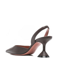 Amina Muaddi Holli Leather Slingback Pumps Brown