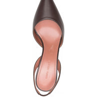 Amina Muaddi Holli Leather Slingback Pumps Brown