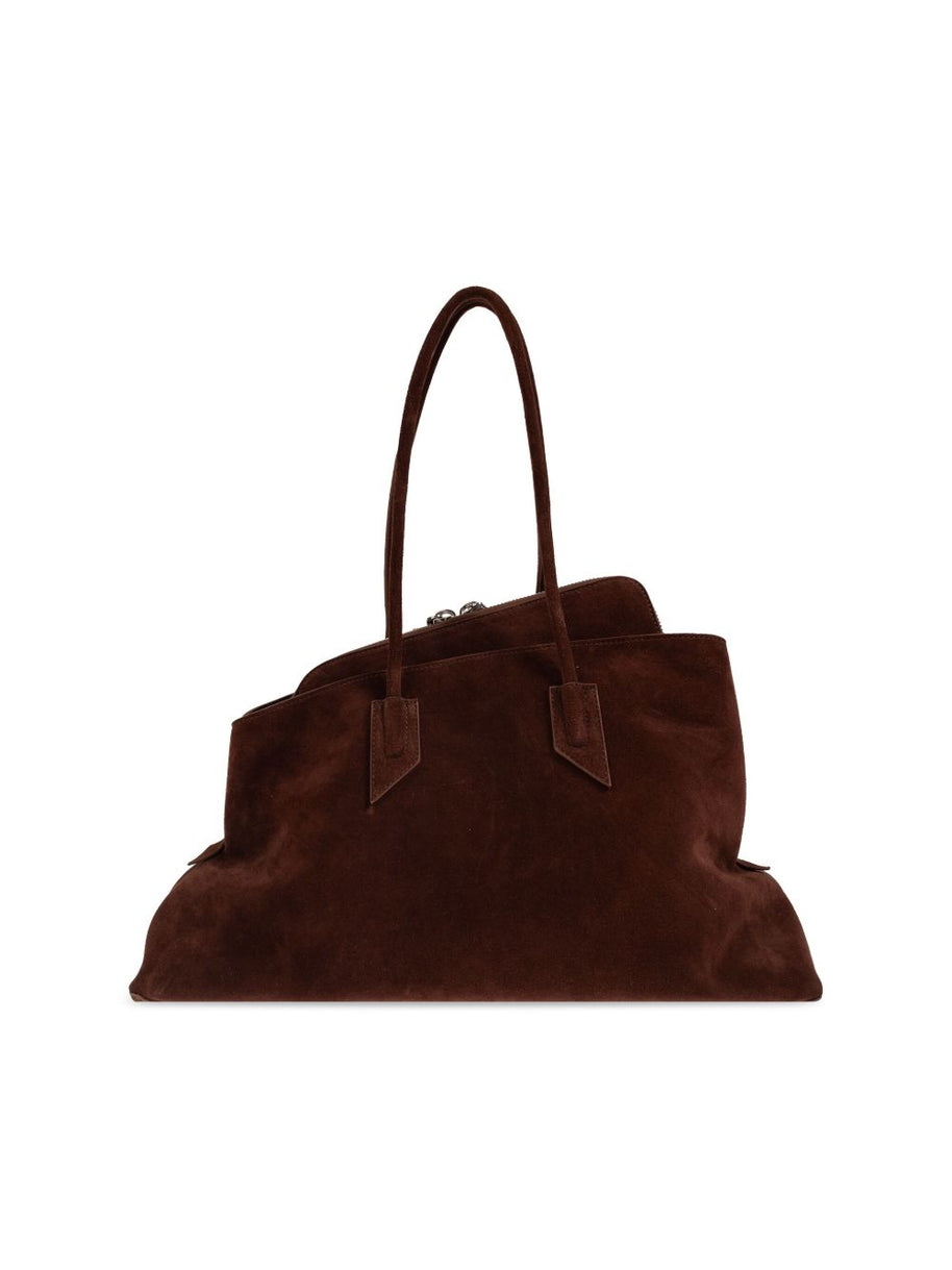 The Attico La Passeggiata Leather Shoulder Bag Brown